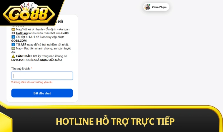 Kênh liên lạc với cổng game qua hotline